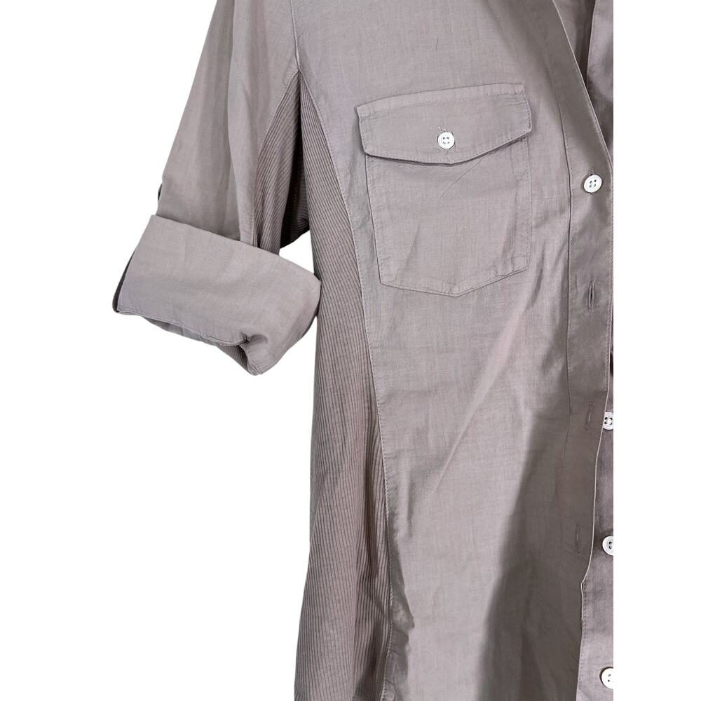 James Perse M button-up shirt rib panel Top Luxury Basic Revolve Short Sleeve - Picture 5 of 5